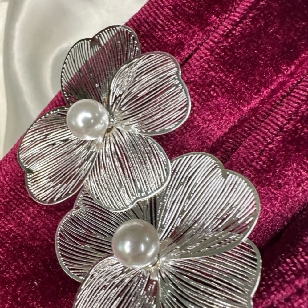 Flora Silver and White Butterfly Earrings with Shimmering Design - Picture 8 of 9